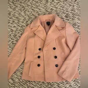 Pink Winter jacket, Fax suede, Thick, warm, thigh high